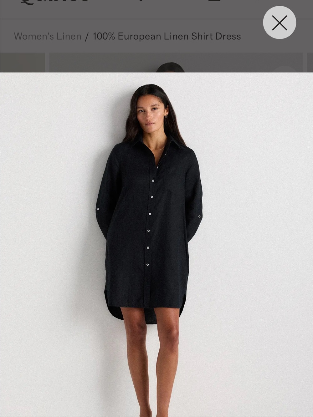 Quince European 100% Linen Black Button-Front Long Shirt Dress Size Small